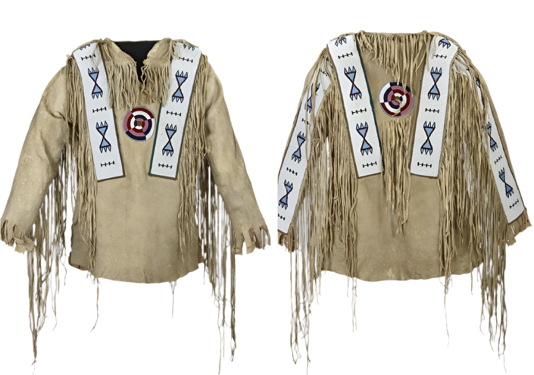 Old Native American Style Beige Buckskin Suede Beaded Powwow War Shirt PWNS230