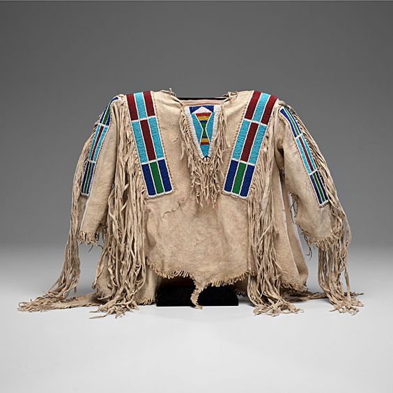 Old Native American Style Beige Buckskin Suede Beaded Powwow War Shirt PWNS267