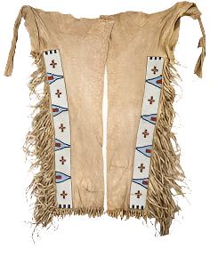 Native American Style Fringe Beaded Leather Chaps Leggings NCP102