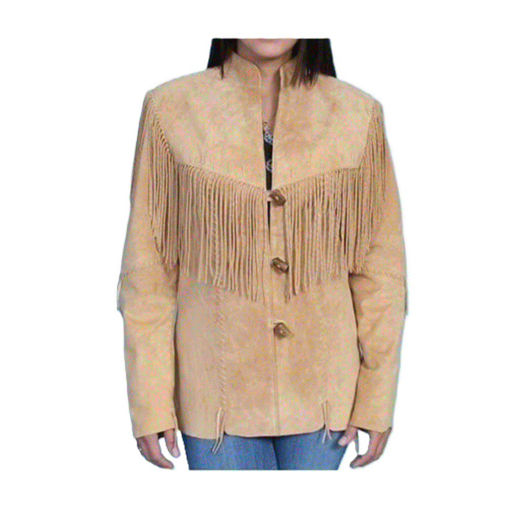 Cowgirl Brown Suede Leather Fringe Jacket Coat WWJ641