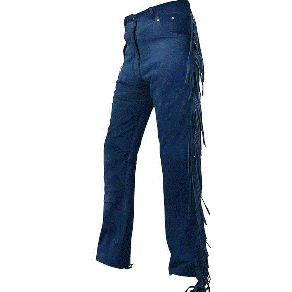 Mens New Brown Buckskin Suede leather Western Hippy Fringes Pants WBP-106