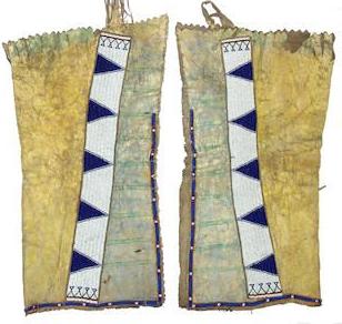 Native American Style Beaded Tan Leather Chaps Leggings NCP201