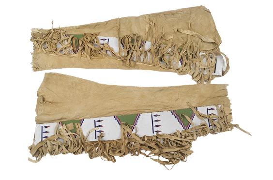 Native American Style Beaded Tan Leather Chaps Leggings NCP219