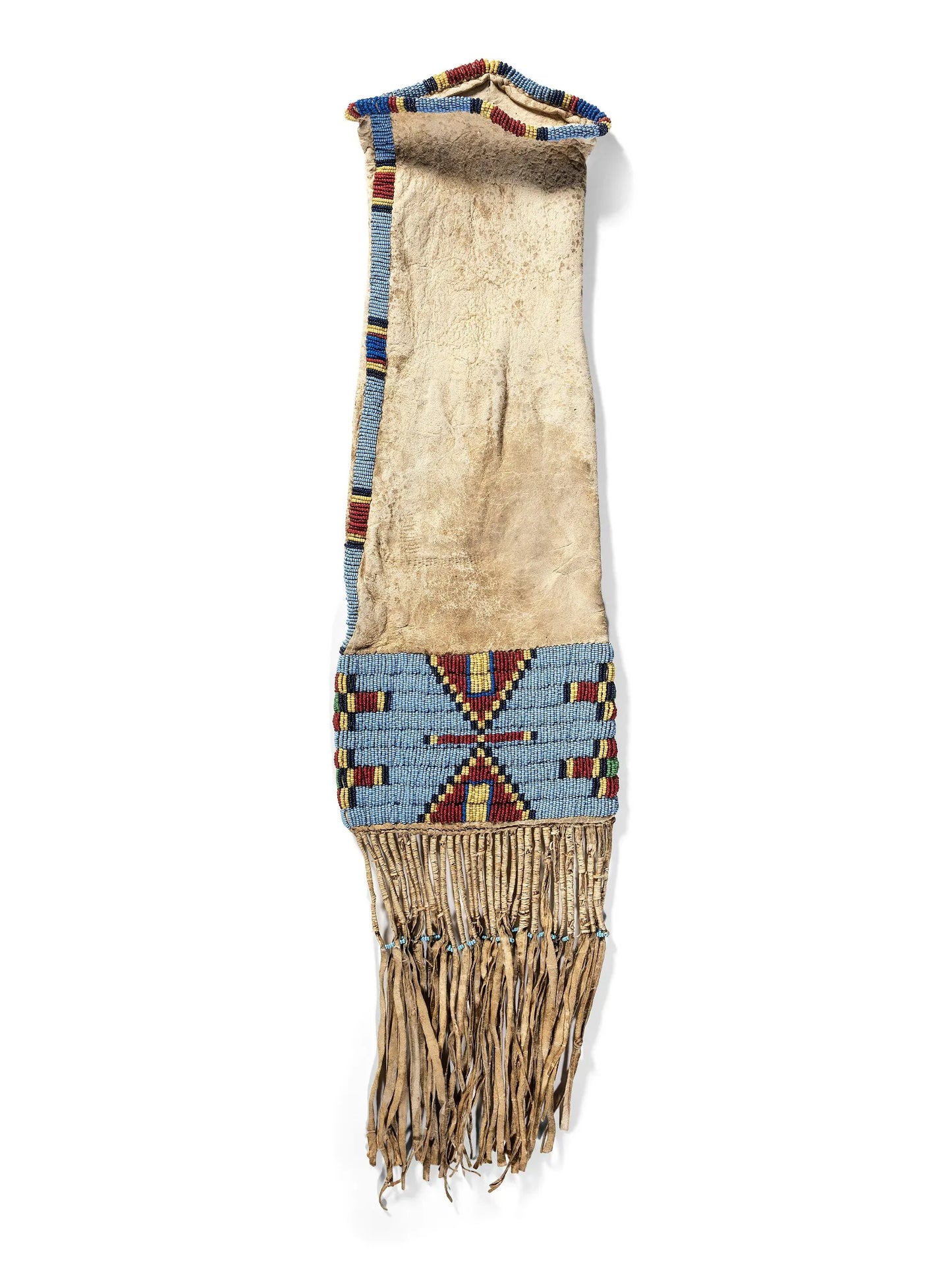 Old Native American Style Buckskin Hide Beaded Tobacco Pipe Bag NPB170