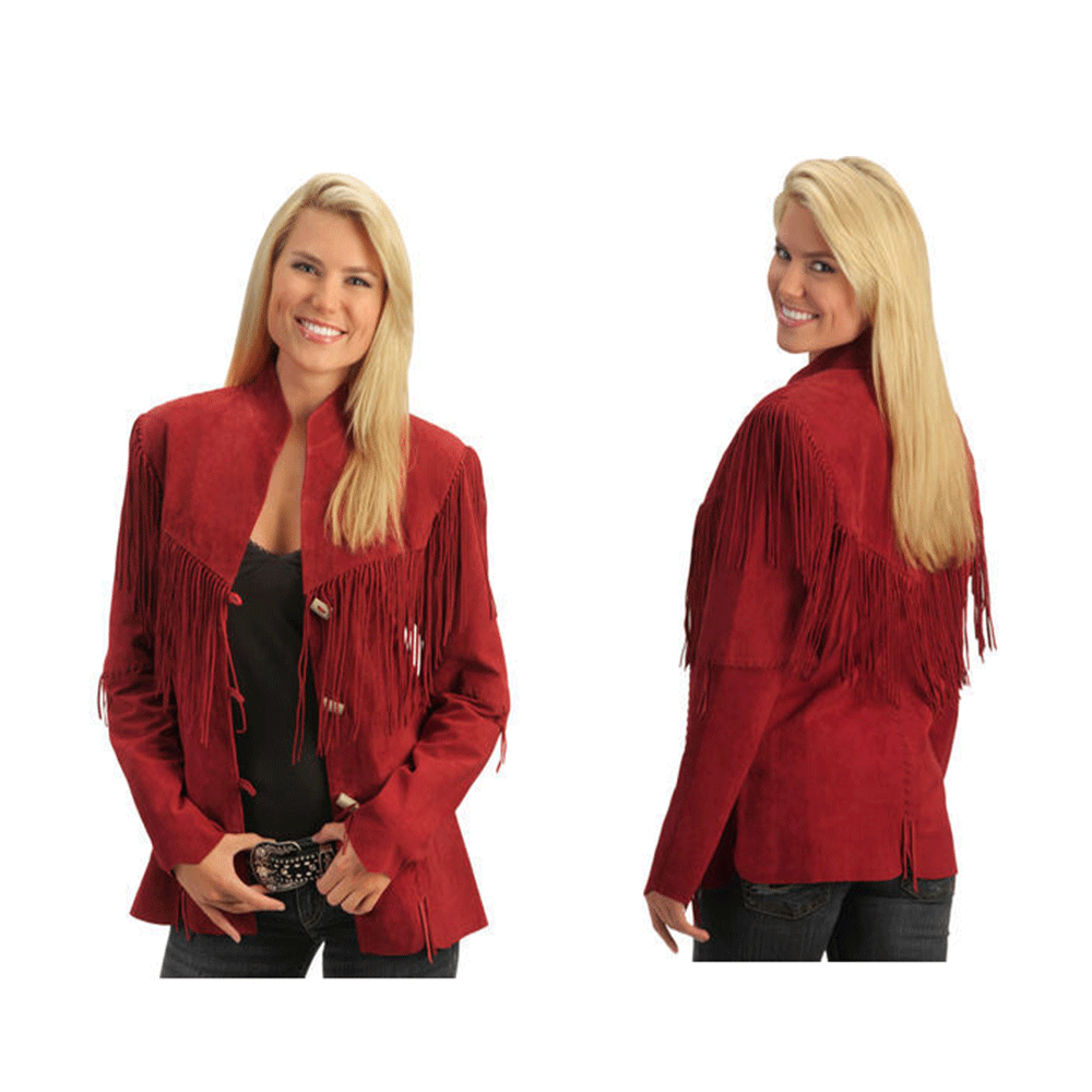 Cowgirl Brown Suede Leather Fringe Jacket Coat WWJ761