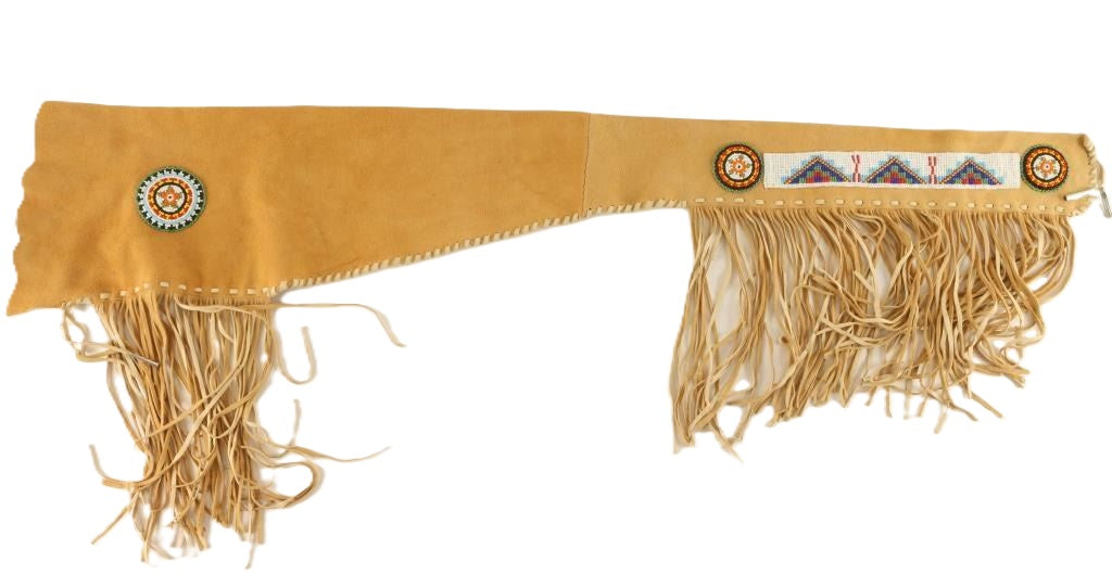Native American Beaded Style Rifle Scabbard Leather Sheath Fringe NRF201