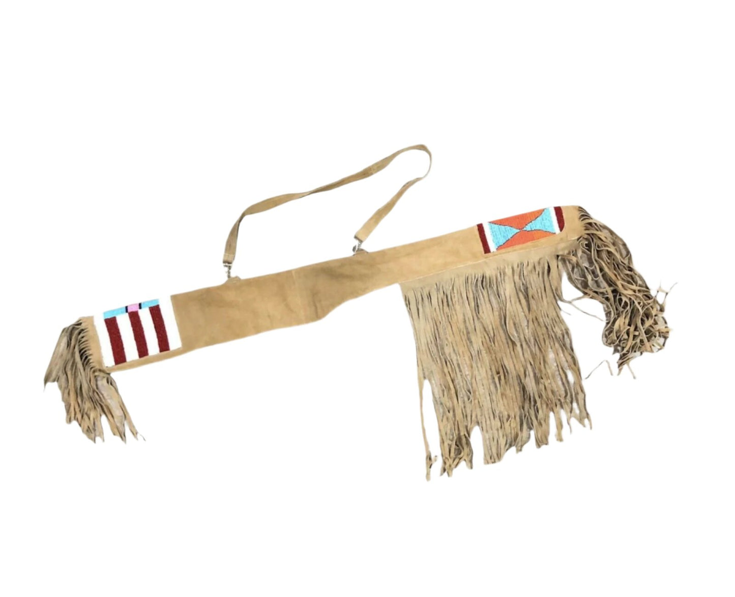 Native American Beaded Style Rifle Scabbard Leather Sheath Fringe NRF1100