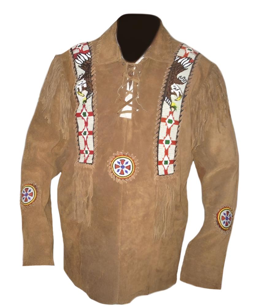 Western Brown Suede Leather Fringe Shirt & Pant Western Outfit For Men WJP125