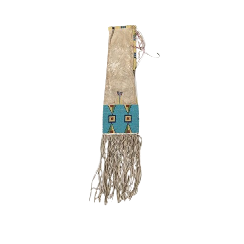 Old Native American Style Buffalo Hide Beaded Tobacco Pipe Bag NPB05