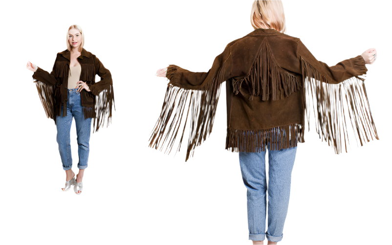 Cowgirl Brown Suede Leather Long Fringe Jacket WWJ633