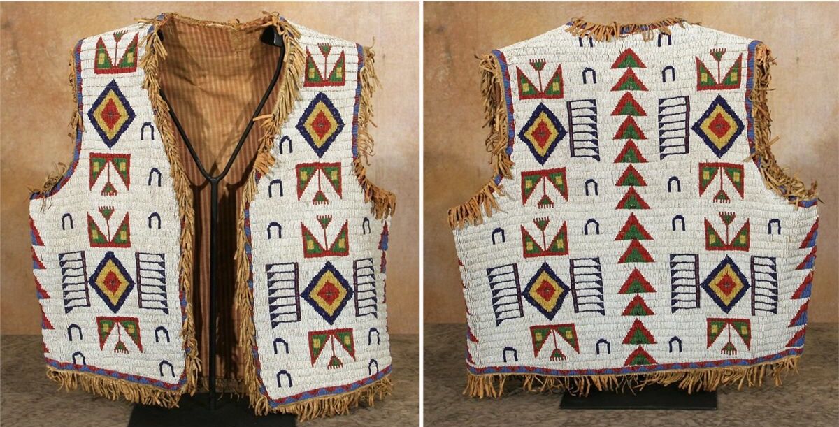 Old Native American Style Beaded Powwow Regalia Beaded Vest PWV105