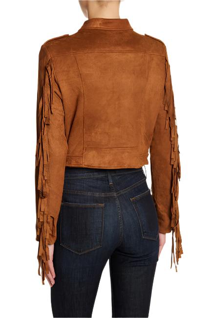 Cowgirl Brown Suede Leather Fringe Biker Jacket WWJ634