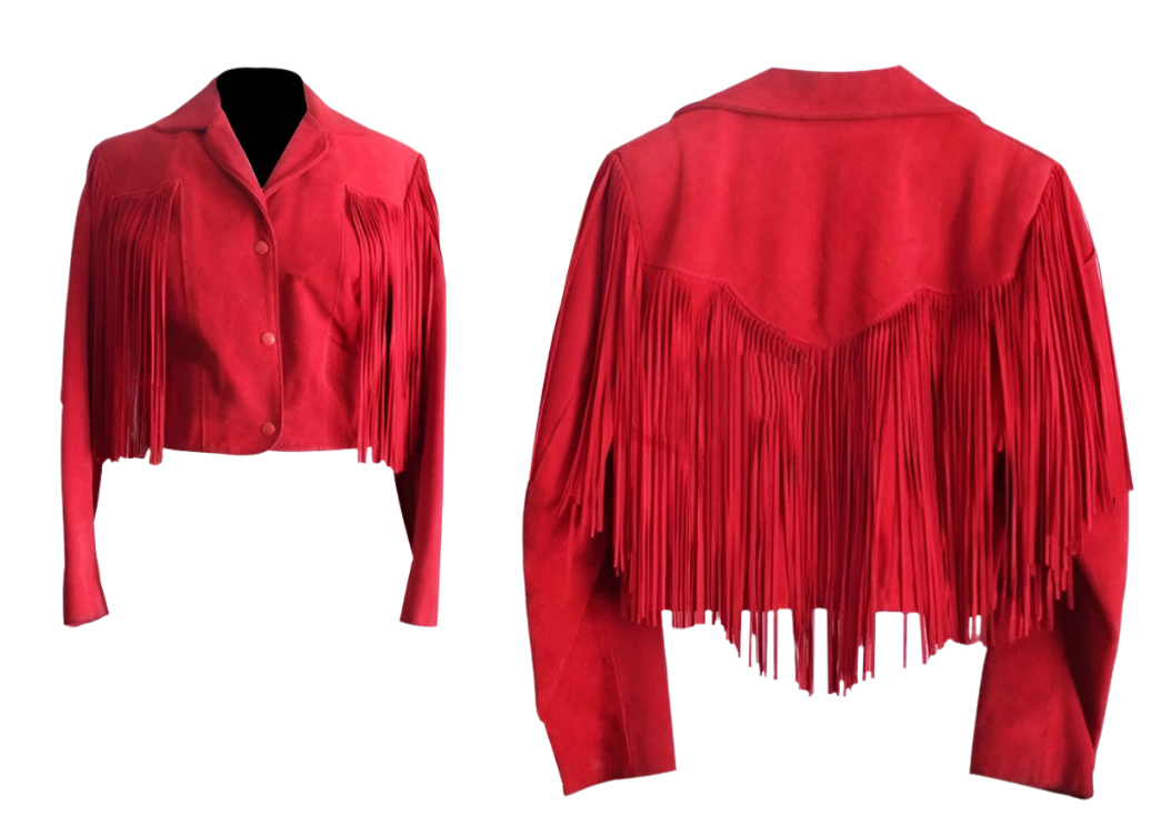 Western Red Suede Leather Fringe Cowgirl Short Jacket WWJ585