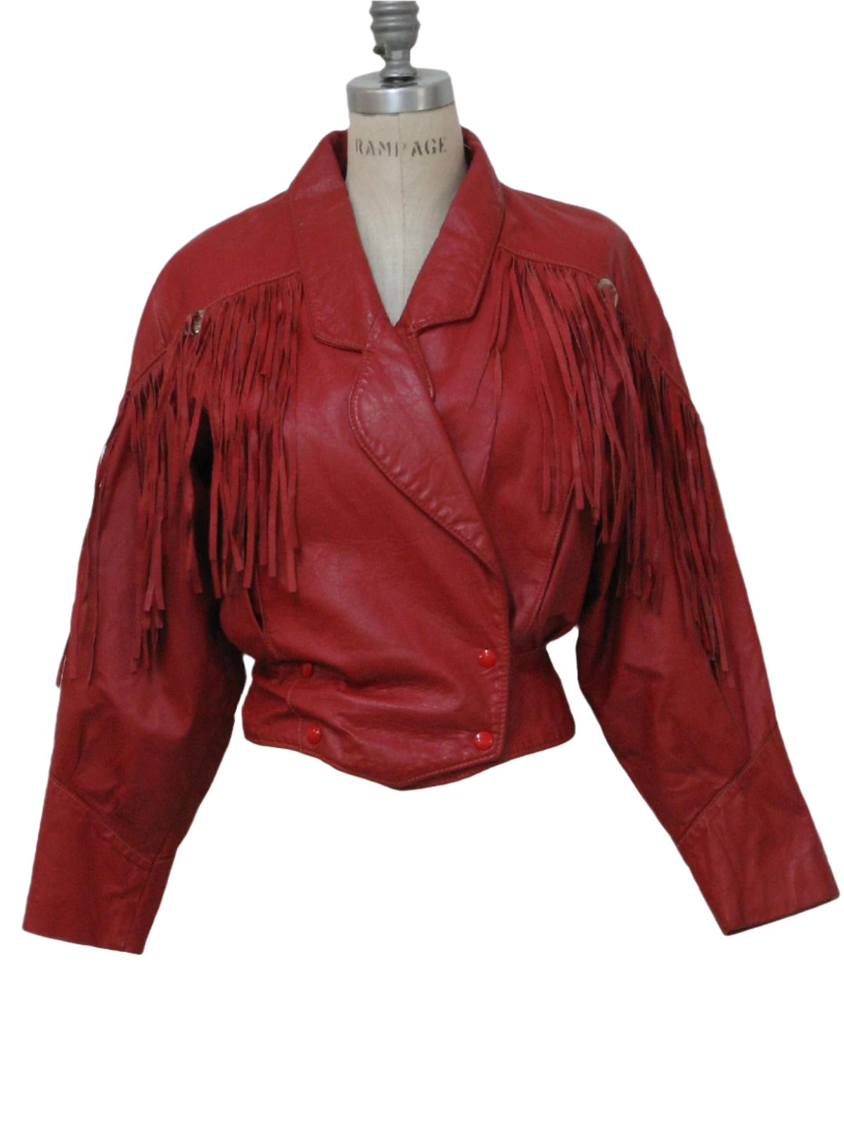 Western Red Leather Fringe Cowgirl Biker Jacket WWJ586