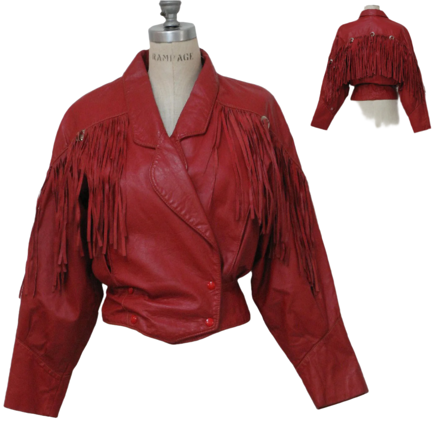 Western Red Leather Fringe Cowgirl Biker Jacket WWJ586