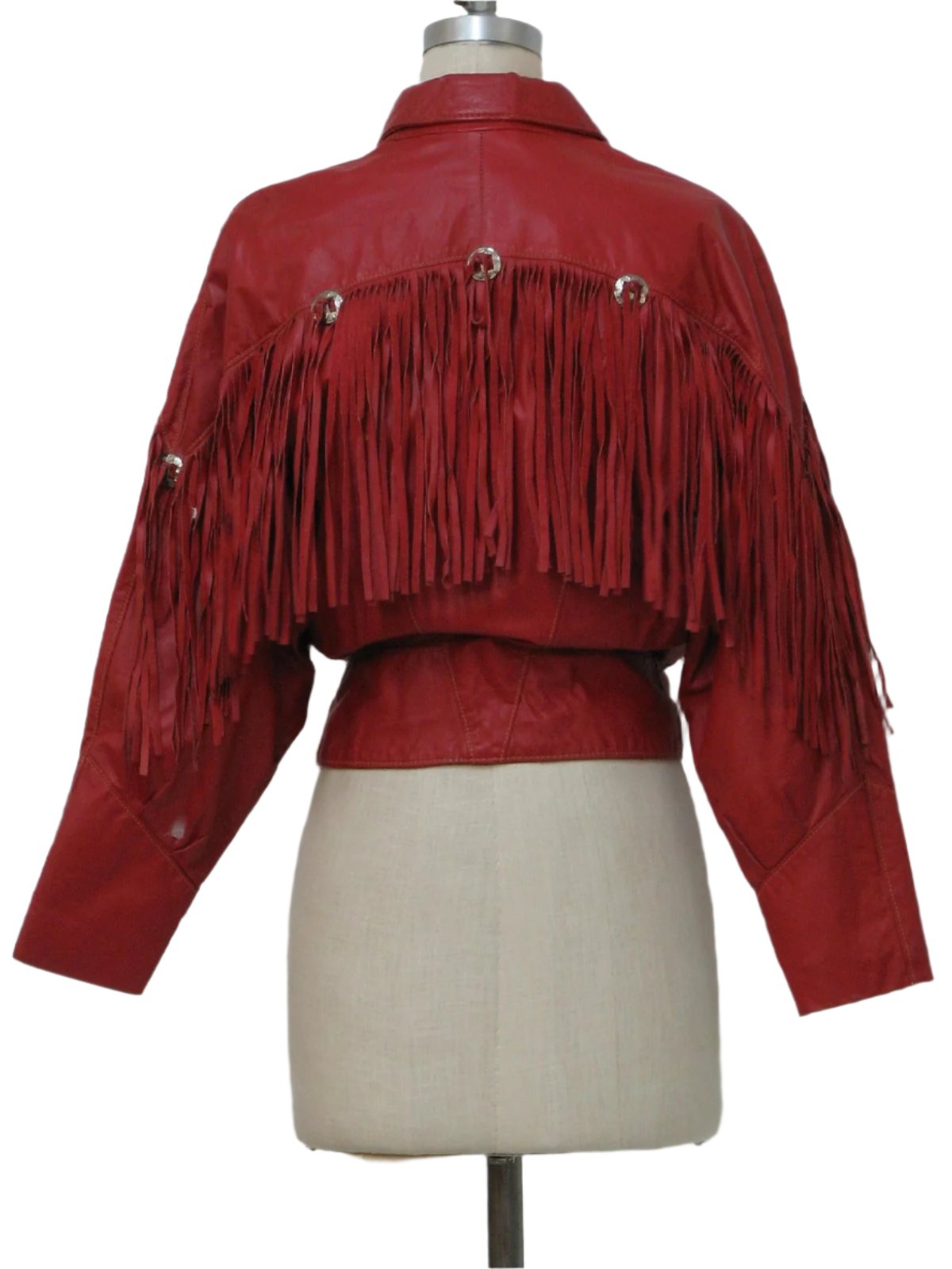 Western Red Leather Fringe Cowgirl Biker Jacket WWJ586