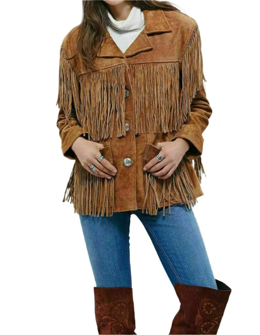 Cowgirl Brown Suede Leather Fringe Jacket WWJ759