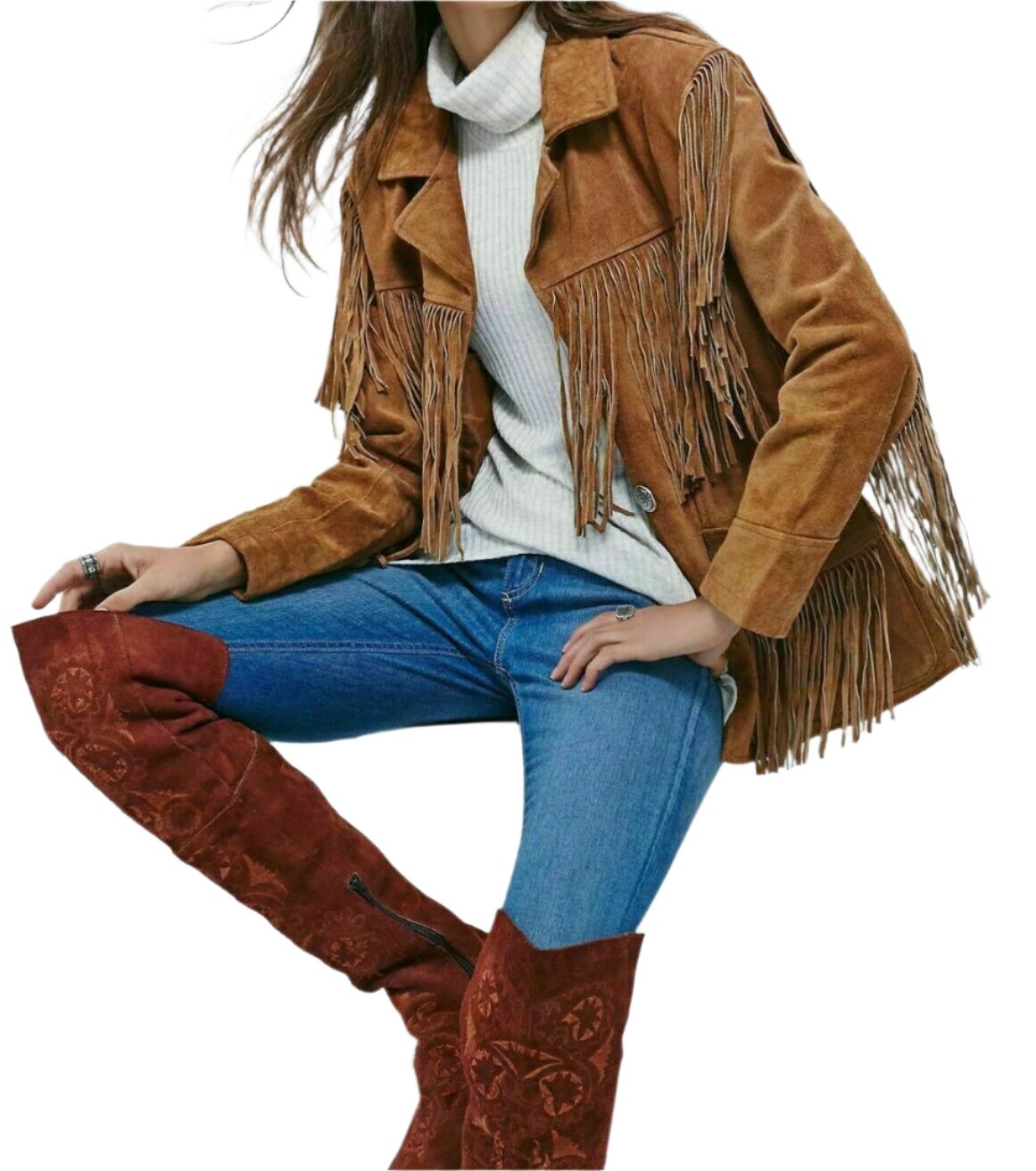 Cowgirl Brown Suede Leather Fringe Jacket WWJ759