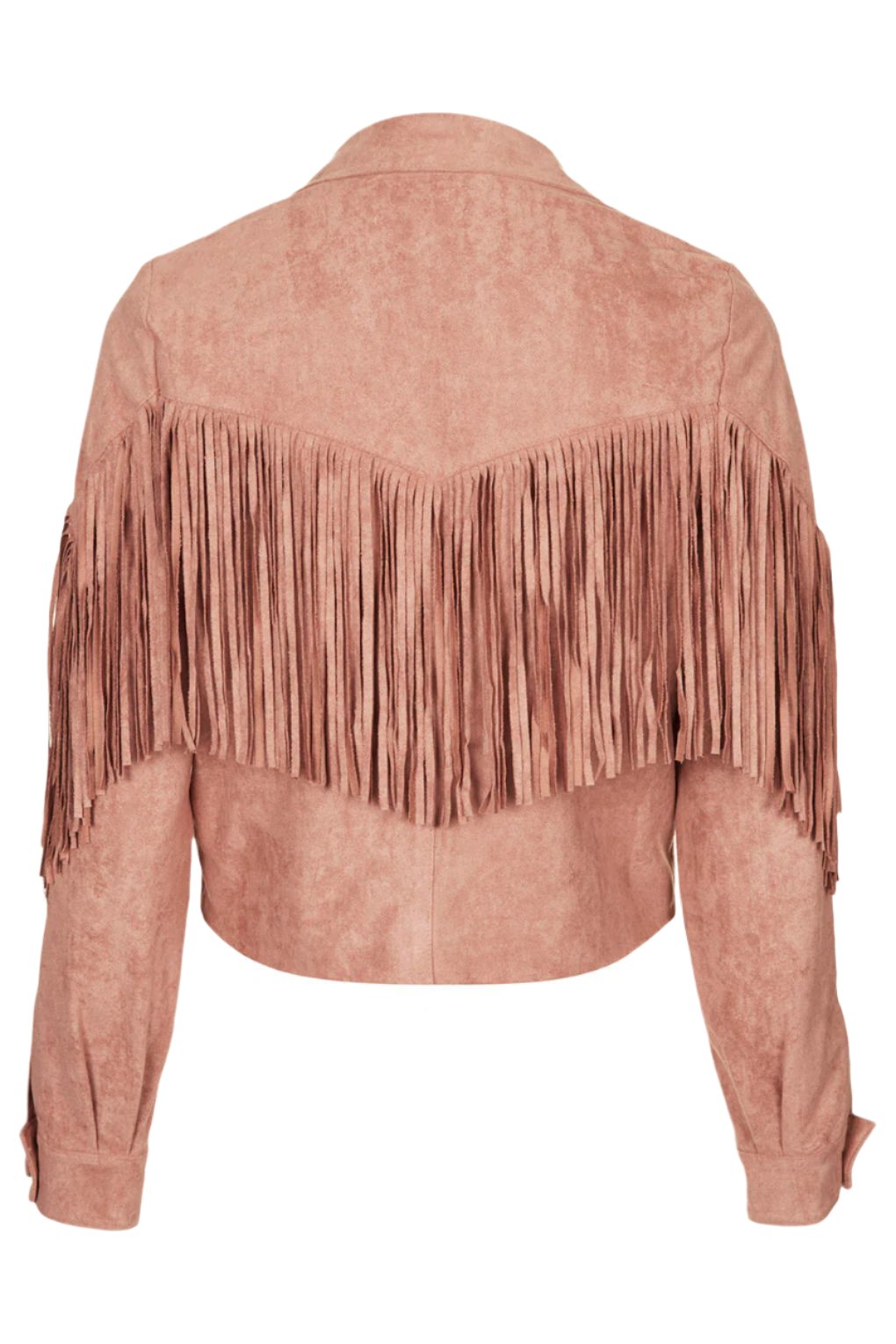 Pink Leather Fringe Jacket For Women WWJ677