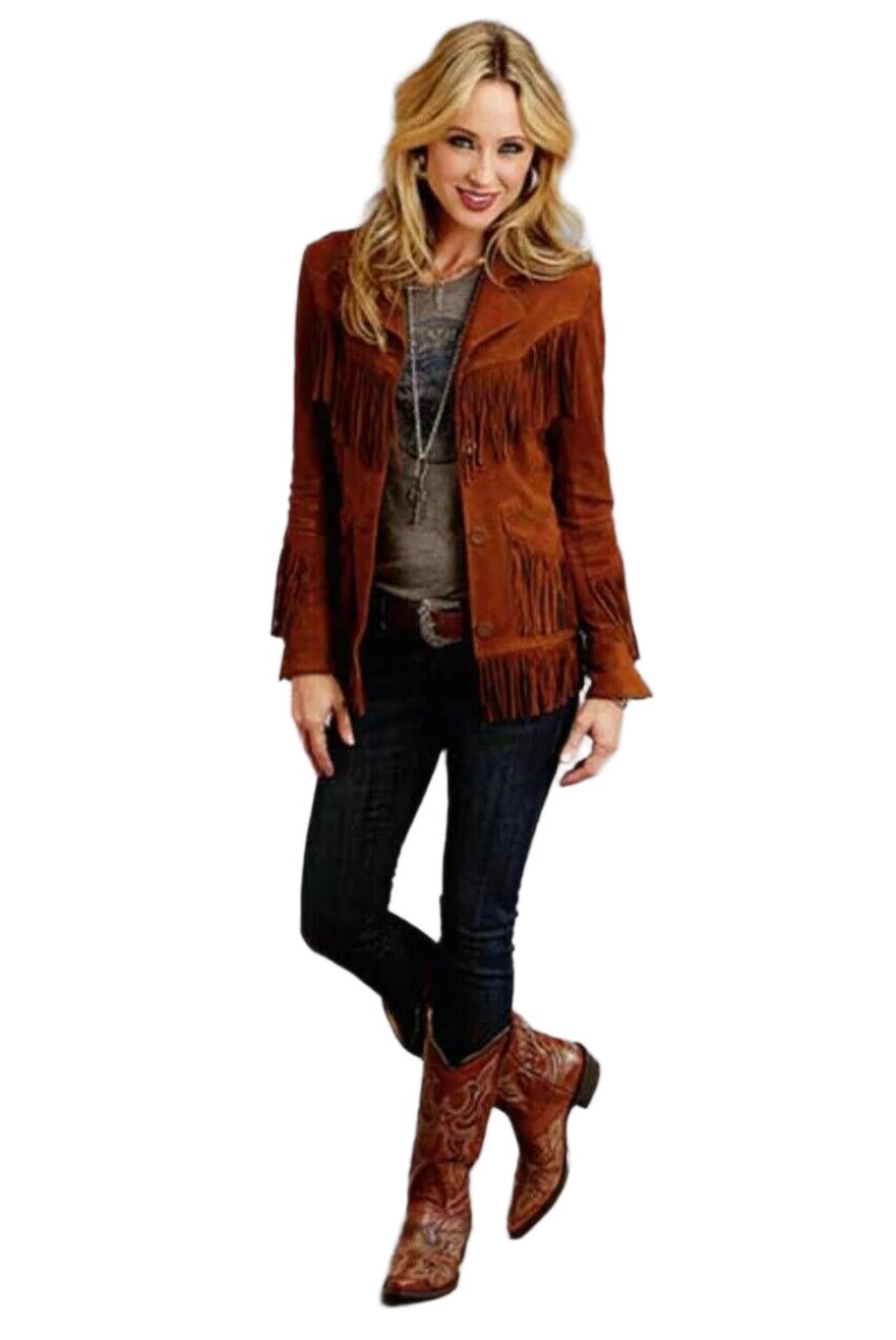 Cowgirl Brown Suede Leather Fringe Jacket WWJ762