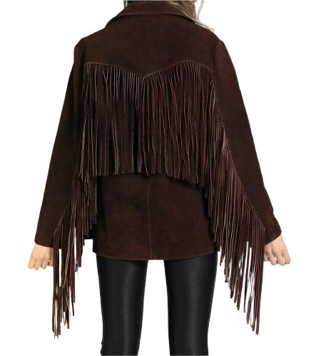 Cowgirl Dark Brown Suede Leather Fringe Jacket WWJ763