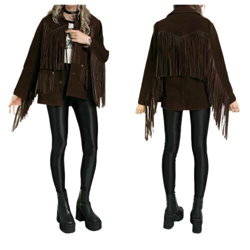 Cowgirl Dark Brown Suede Leather Fringe Jacket WWJ763