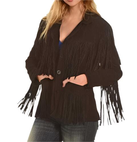 Cowgirl Dark Brown Suede Leather Fringe Jacket WWJ764