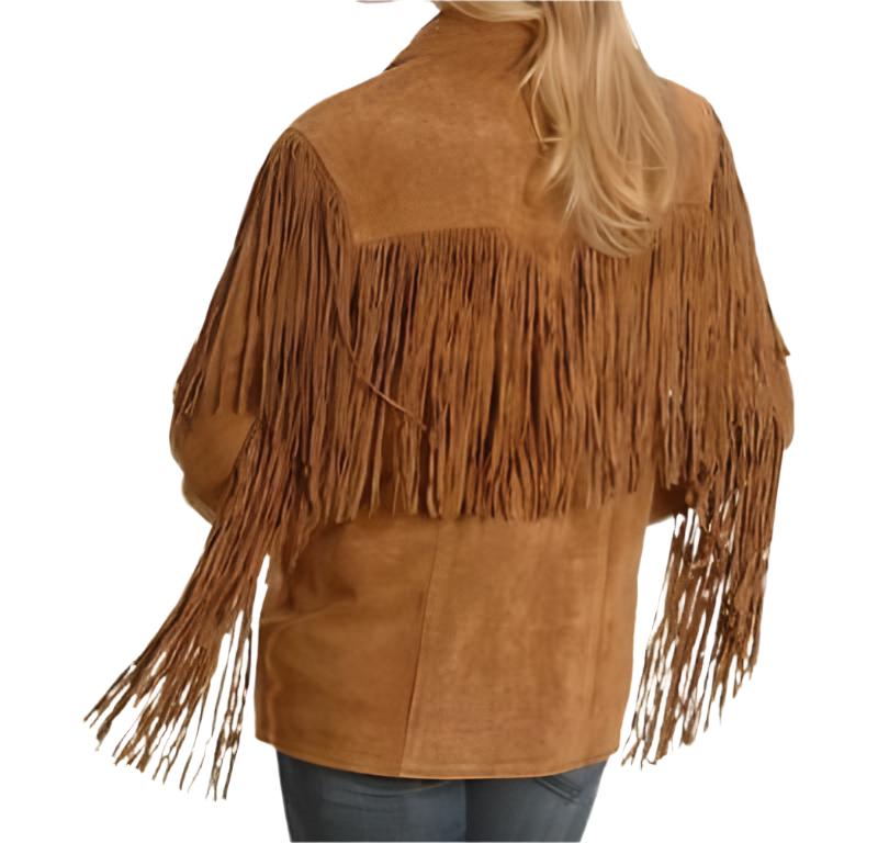 Cowgirl Brown Suede Leather Long Fringe Jacket WWJ765