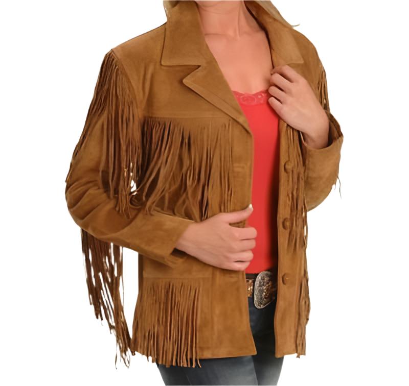 Cowgirl Brown Suede Leather Long Fringe Jacket WWJ765