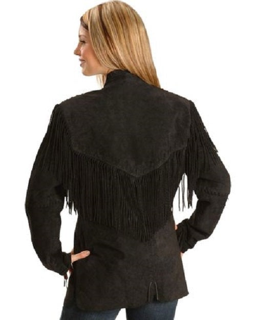 Cowgirl Brown Suede Leather Fringe Jacket Coat WWJ641