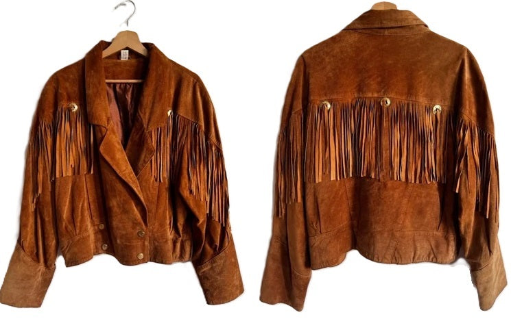 Cowgirl Brown Suede Leather Fringe Biker Jacket WWJ507