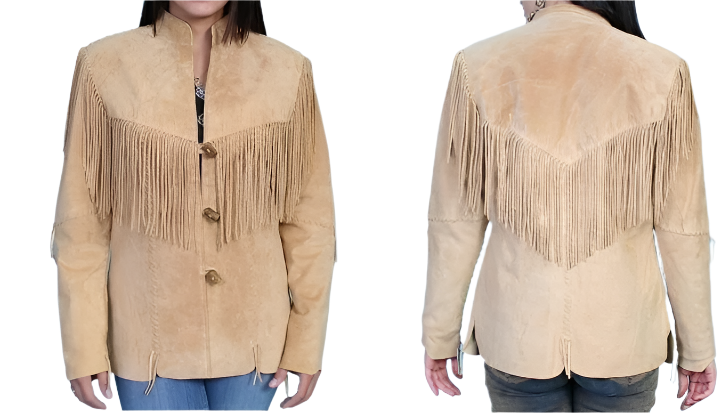 Cowgirl Western Beige Suede Leather Fringes Jacket WWJ777