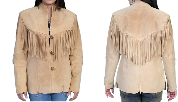 Cowgirl Beige Suede Leather Fringes Jacket WWJ666