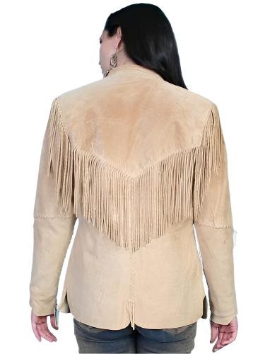 Cowgirl Beige Suede Leather Fringes Jacket WWJ666