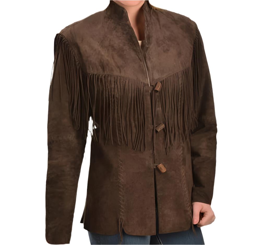 Cowgirl's Brown Suede Leather Fringes Jacket WWJ640