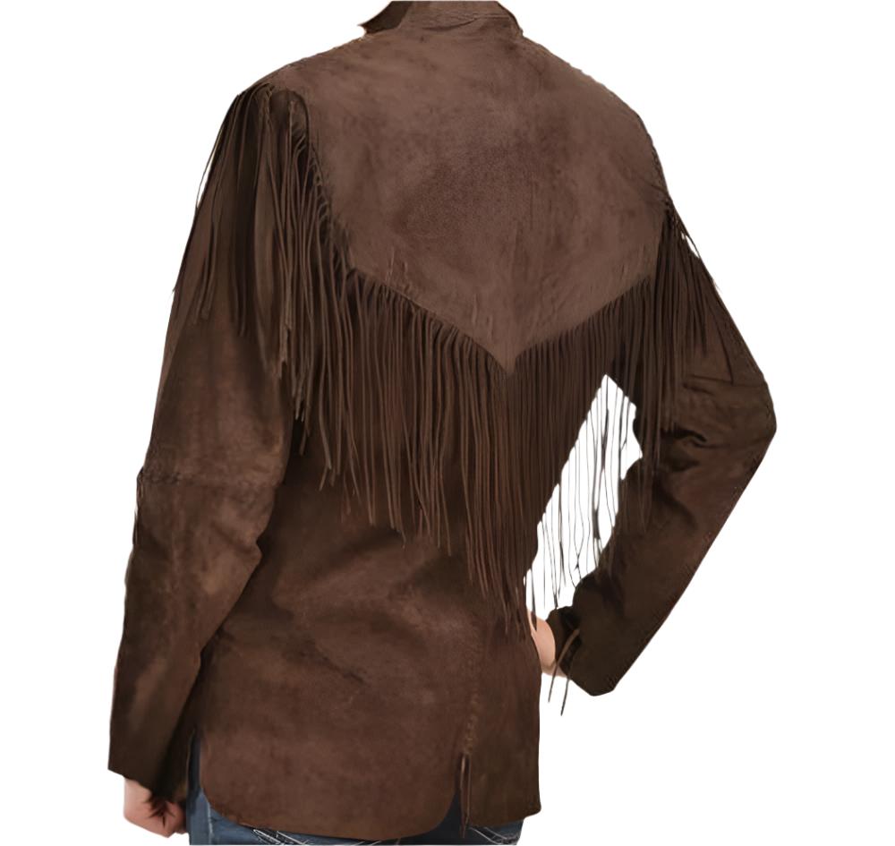 Cowgirl's Brown Suede Leather Fringes Jacket WWJ640