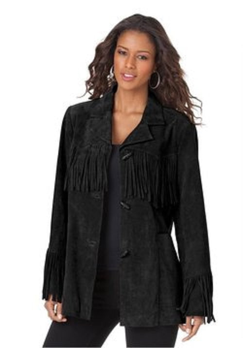 Cowgirl Brown Suede Leather Fringe Jacket Coat WWJ641