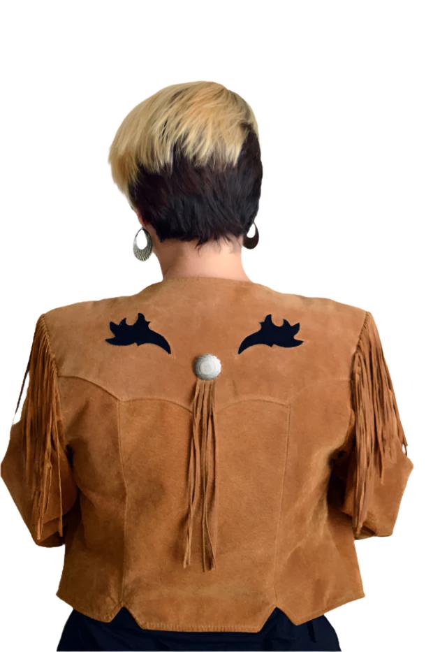 Cowgirl Brown Suede Leather Fringe & Bone work Jacket WWJ650