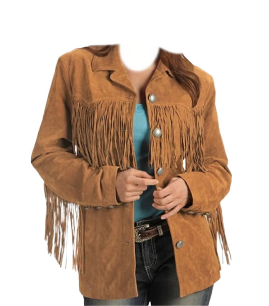 Cowgirl Brown Suede Leather Fringe Jacket WWJ642