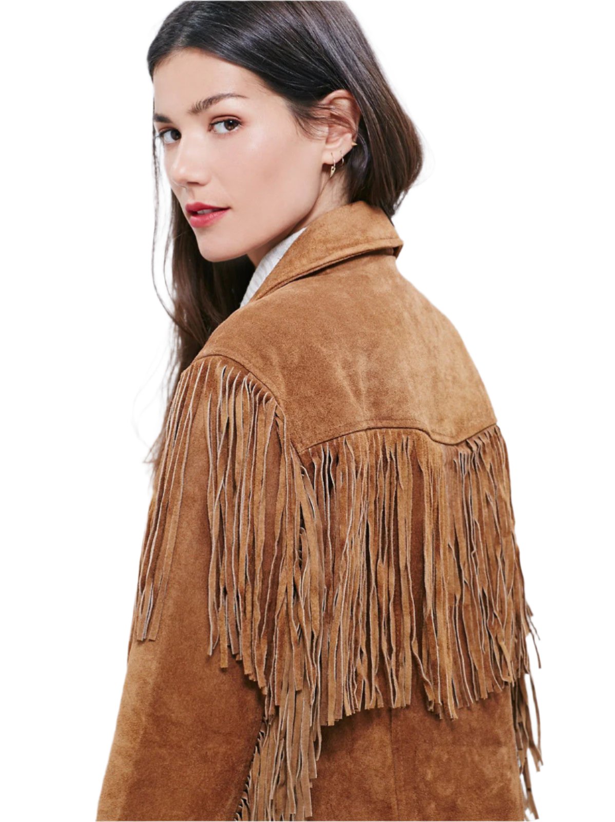 Cowgirl Brown Suede Leather Long Fringe Jacket WWJ646