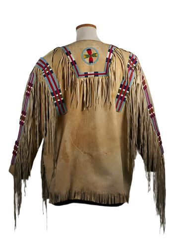 Old Native American Style Beige Buckskin Suede Beaded Powwow War Shirt PWNS145