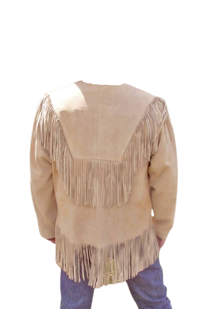 Western Beige Suede Leather Fringe Suits Shirt & Pant WSP112