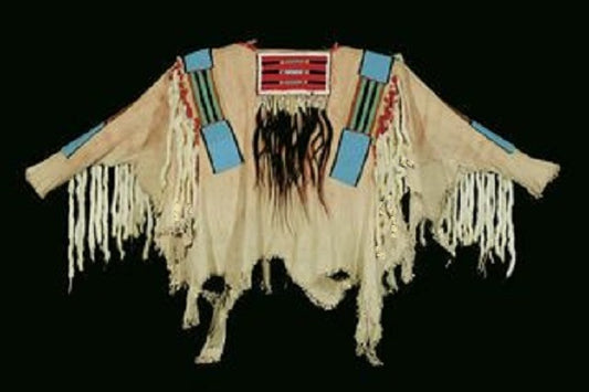 Old Native American Style Beige Buckskin Suede Beaded Powwow War Shirt PWNS154