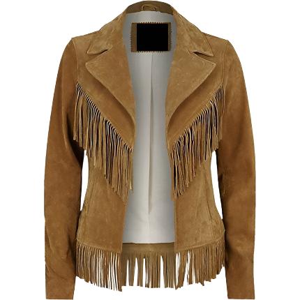 Cowgirl Tan Brown Suede Leather Fringes Jacket WWJ738