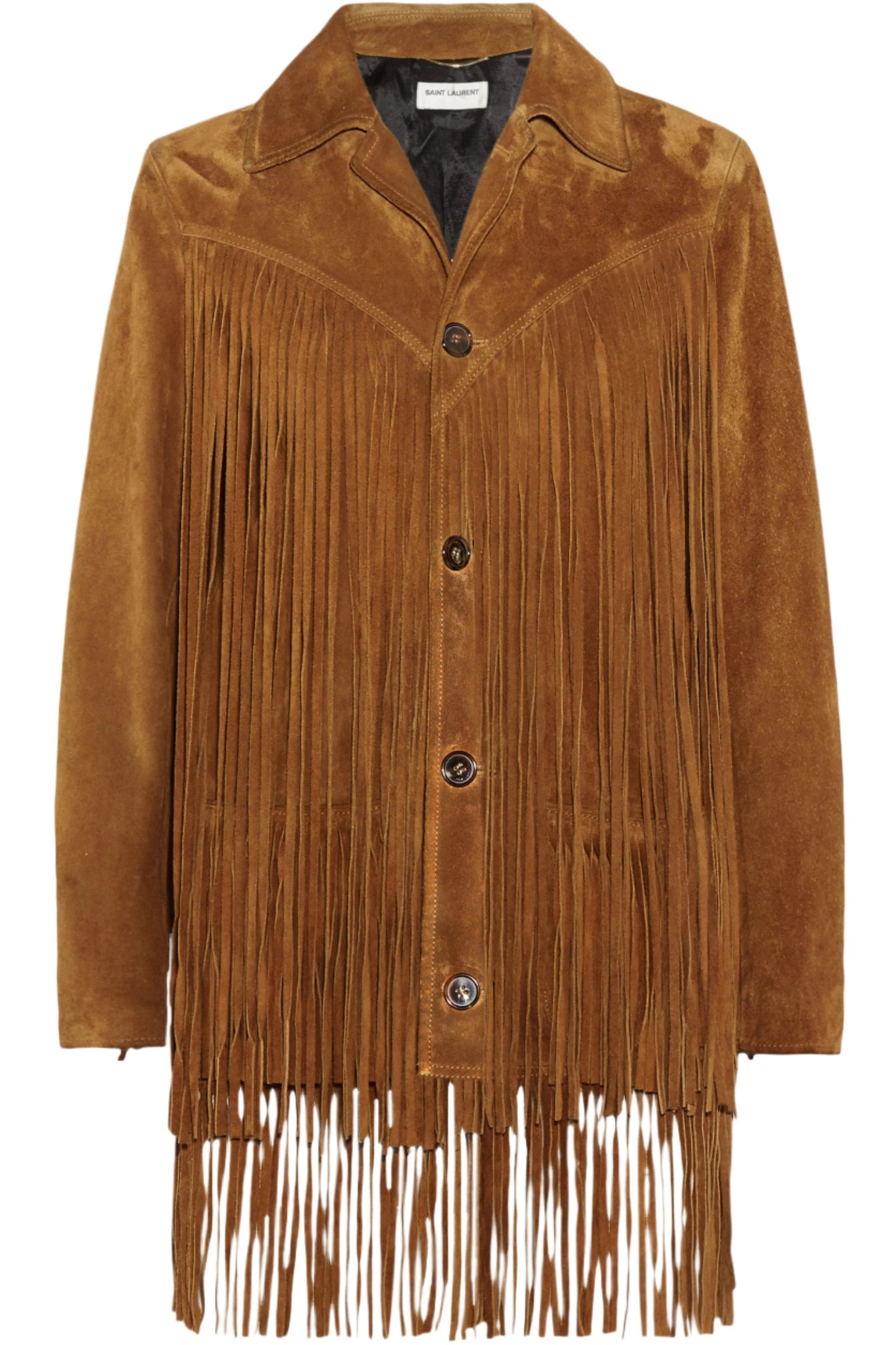 Brown Suede Leather Long Fringe Jacket For Women WWJ645