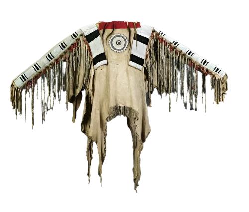 Old Native American Style Beige Buckskin Suede Beaded Powwow War Shirt PWNS169