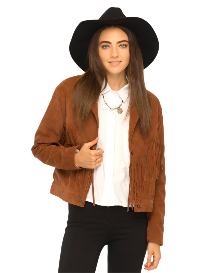 Cowgirl Brown Suede Leather Fringe Jacket WWJ647