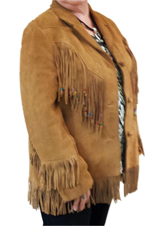 Classical Western Cowgirl Brown Suede Leather Fringe Jacket WWJ728