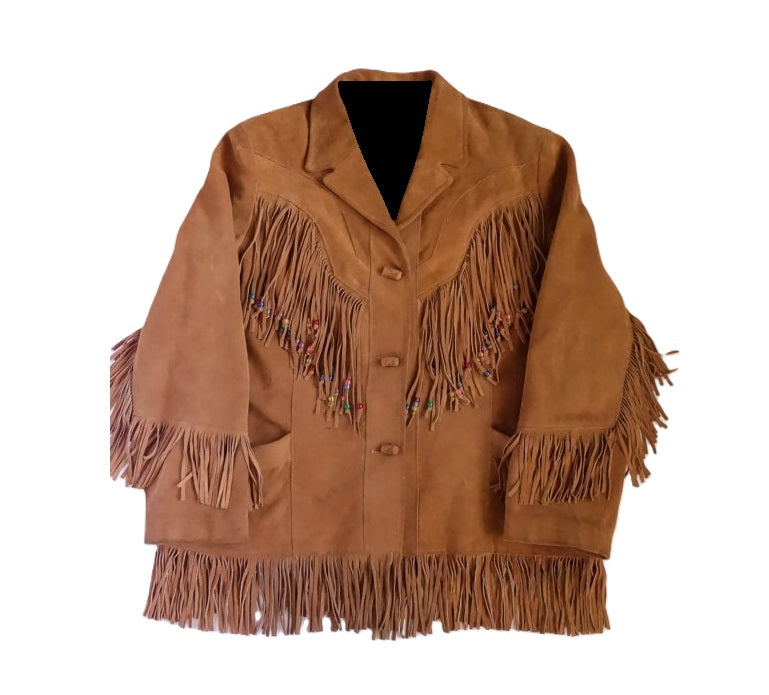 Classic Cowgirl Brown Suede Leather Fringe Jacket WWJ659