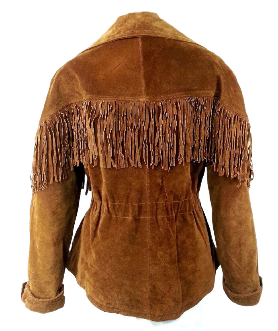 Brown Suede Leather Fringe Jacket For Women WWJ651